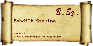 Babák Szabina névjegykártya