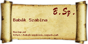 Babák Szabina névjegykártya
